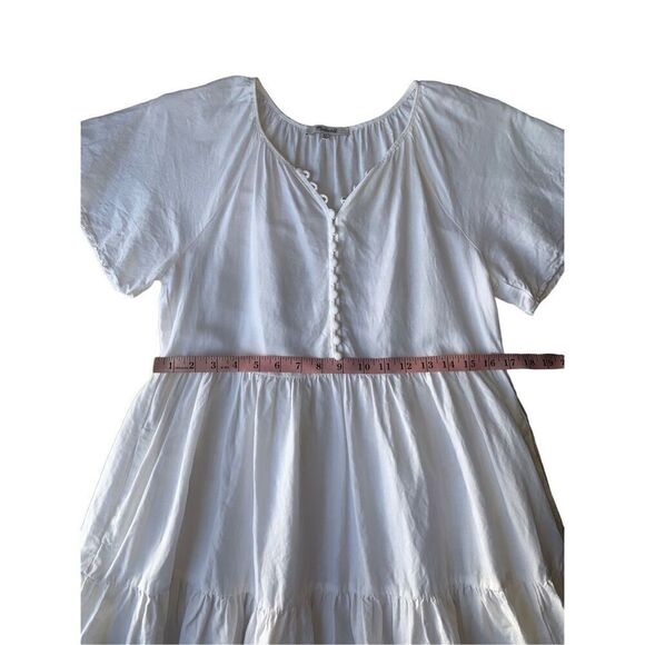 Madewell White Linen-Blend Flutter-Sleeve Tiered Mini Dress - Picture 12 of 14